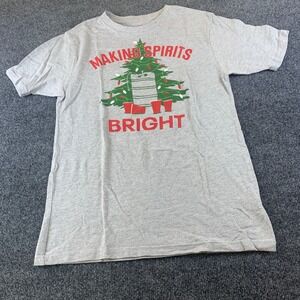 Holiday Time Men S Christmas Beer Keg Graphic T-Shirt Gray Making Spirits Bright